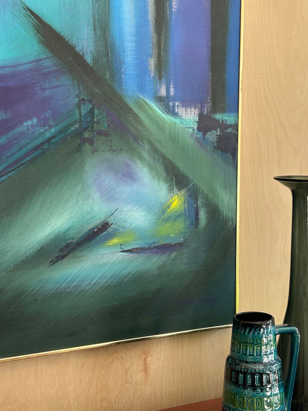 Taylor Stephens Vintage Modern Acrylic Painting on Canvas