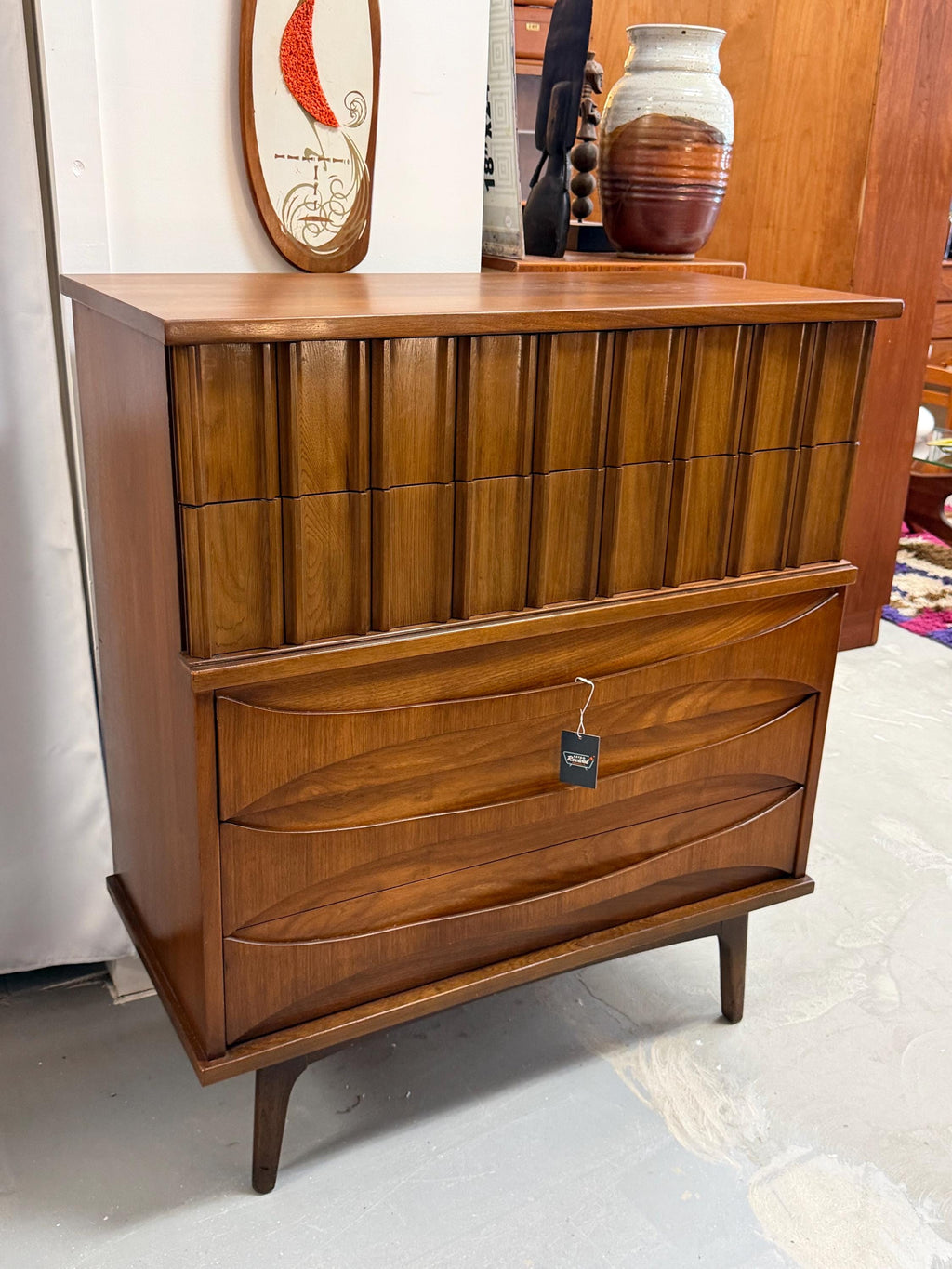 Mid Century Modern Vintage United Furniture Highboy Dresser