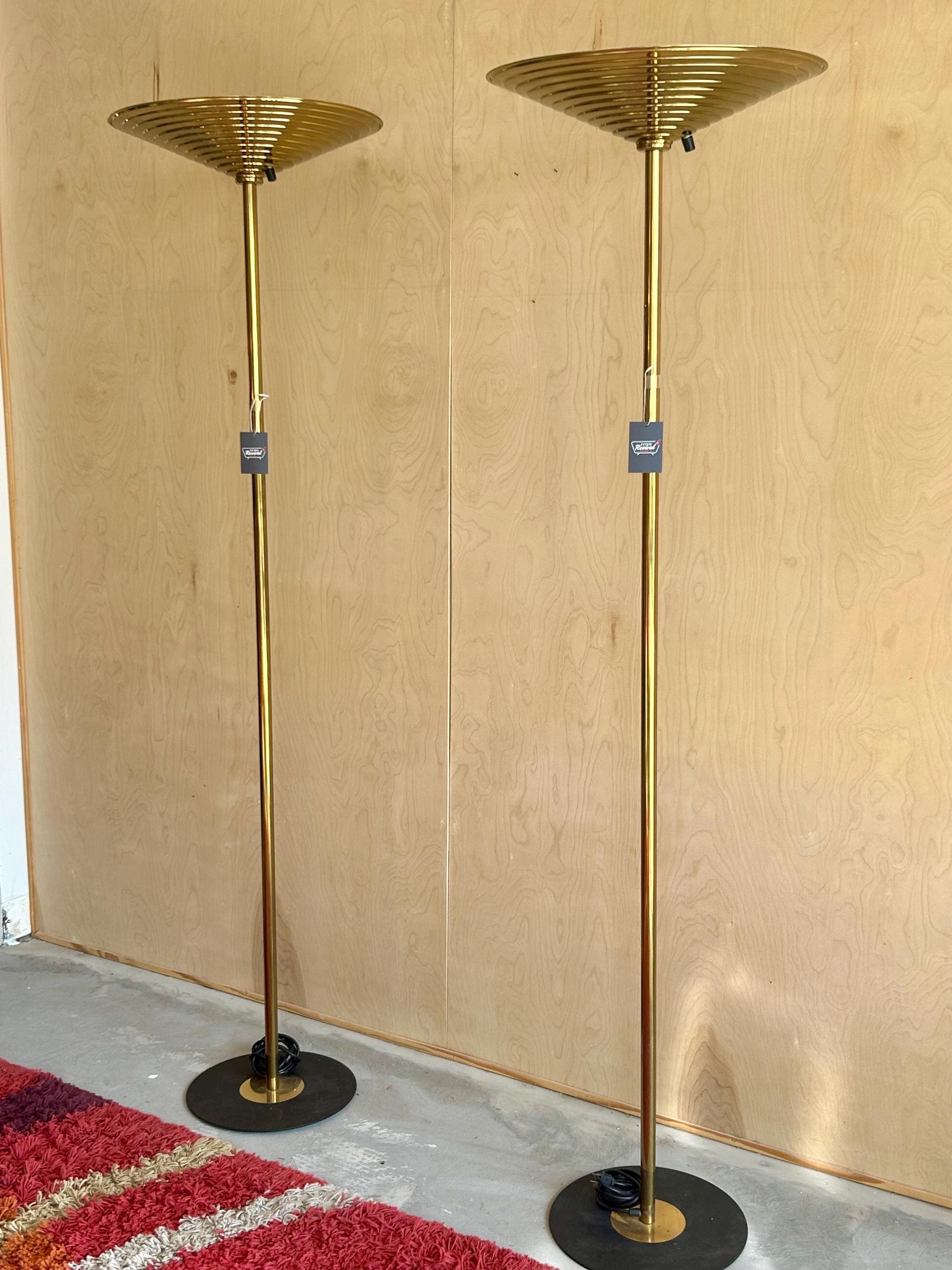 Vintage Postmodern Brass Torchiere Floor Lamps, 1980 - ONLY ONE AVAILABLE