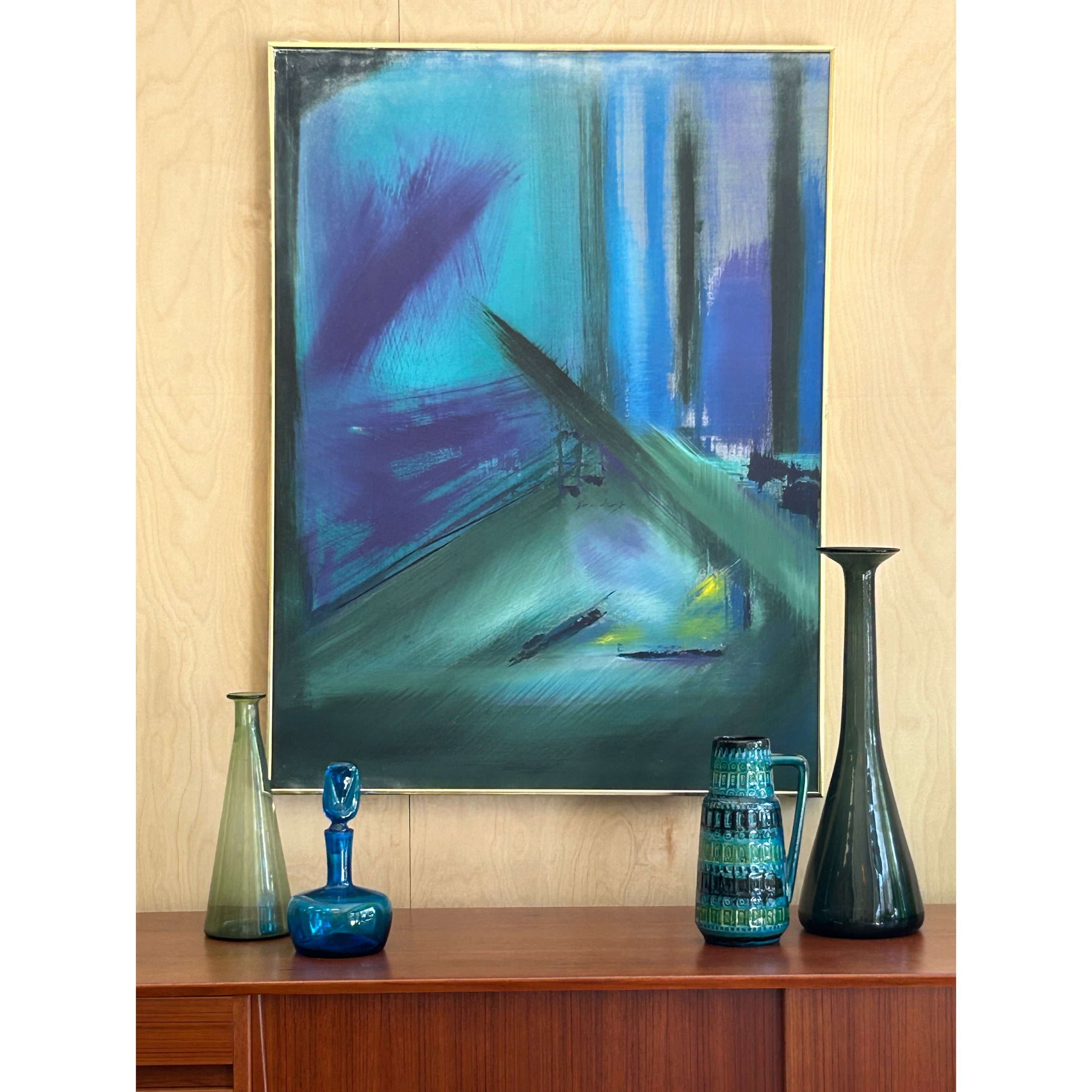 Taylor Stephens Vintage Modern Acrylic Painting on Canvas