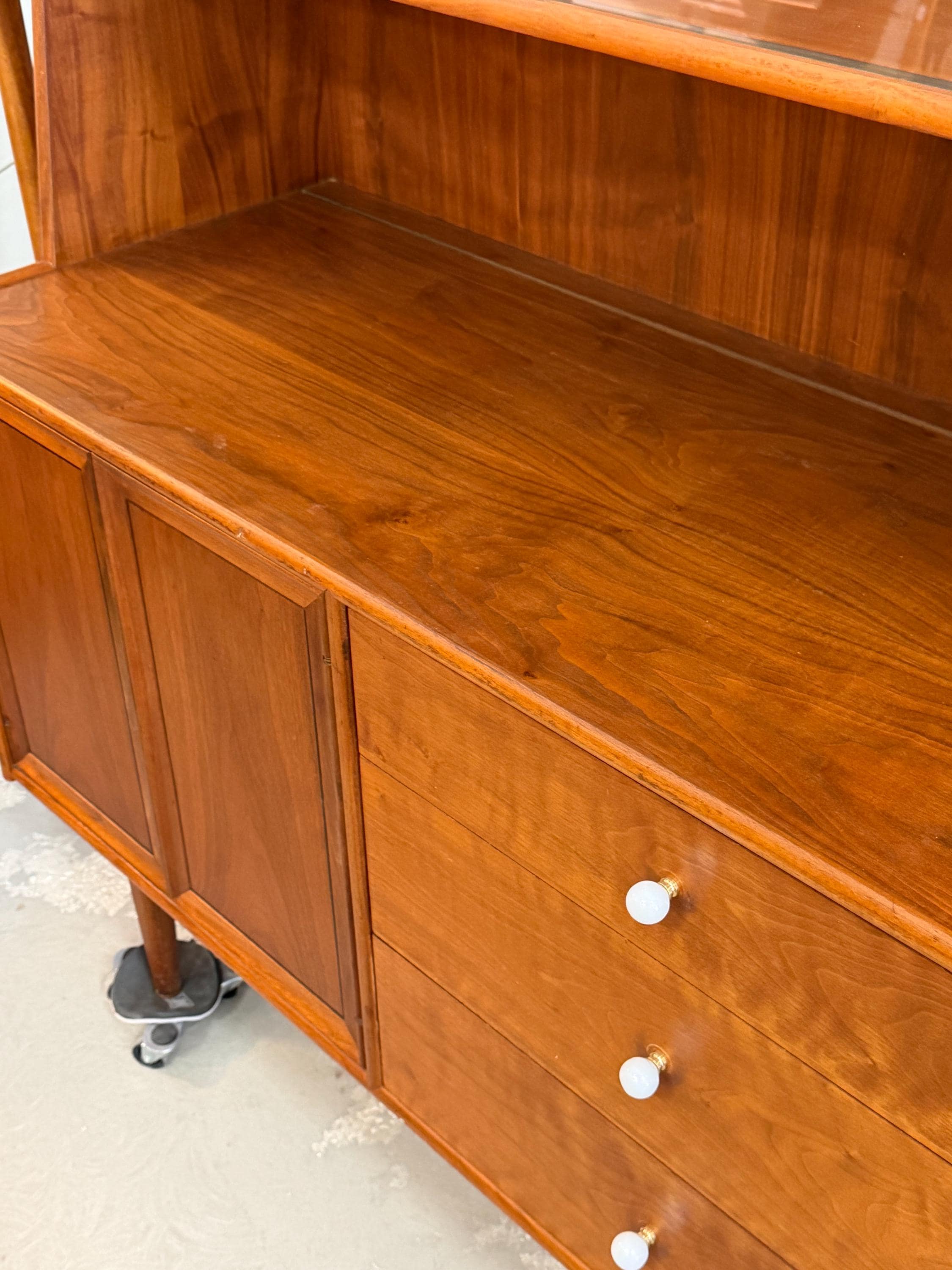 Drexel Declaration Mid Century Modern Vintage Walnut Hutch