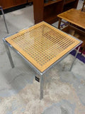 Vintage Chrome and Cane Side or Coffee Table