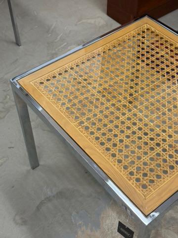 Vintage Chrome and Cane Side or Coffee Table