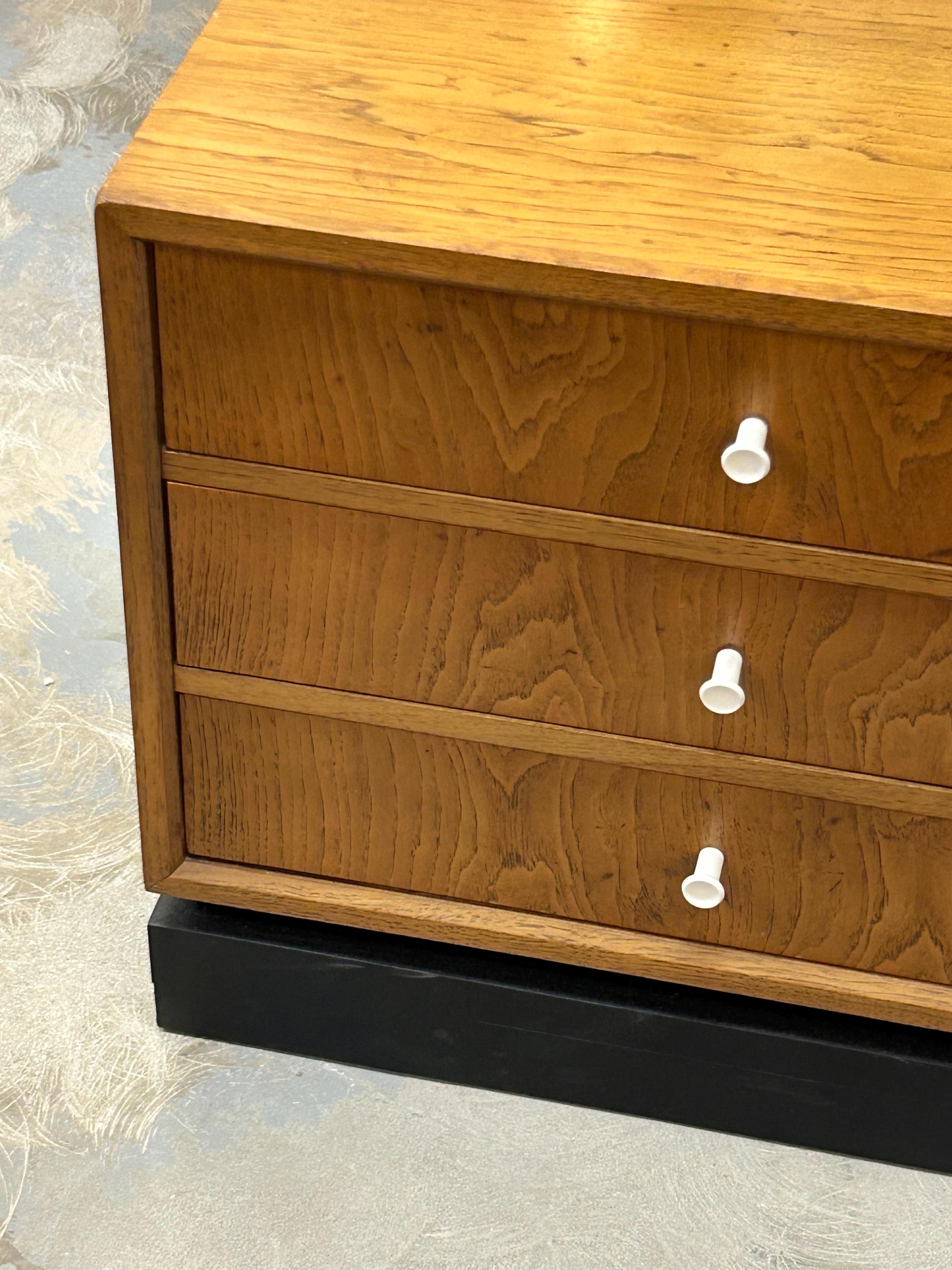 Mid Century Modern Vintage Three Drawer Walnut Cabinet