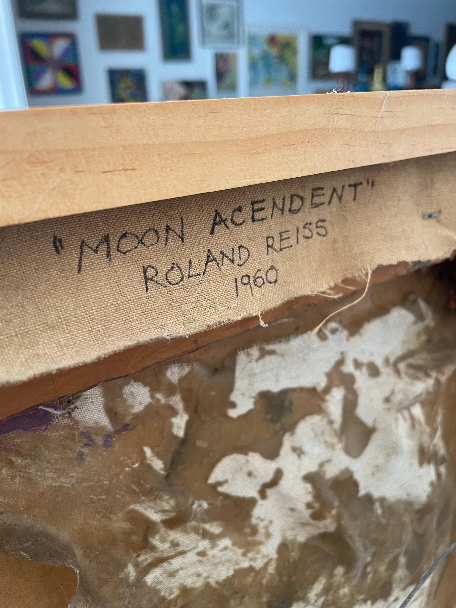 1960s Roland Reiss “Moon Ascendent” 3 Dimensional Painting on Canvas - Mid Century Modern
