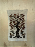 Vintage Woven Wall Hanging Or Rug With Bird And Tree Design - MCM - Mid Century Modern