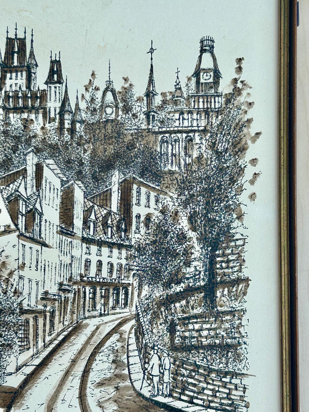 Vintage Original Painting Sketch Of Cafe de la Montagne quebec Signed Le Roy ‘75