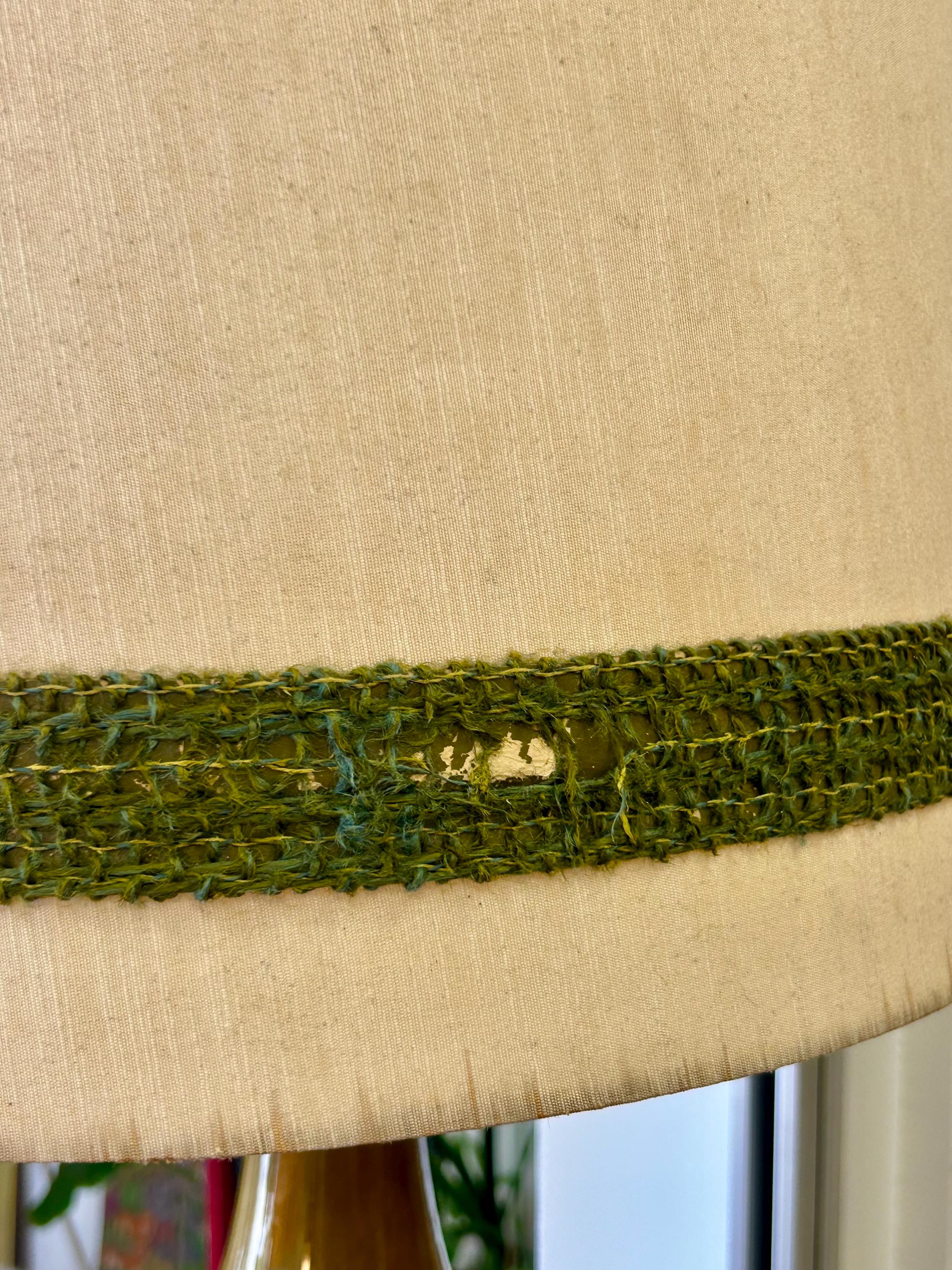 Very Large Vintage Mid Century Modern Ceramic Brutalist Green Table Lamp