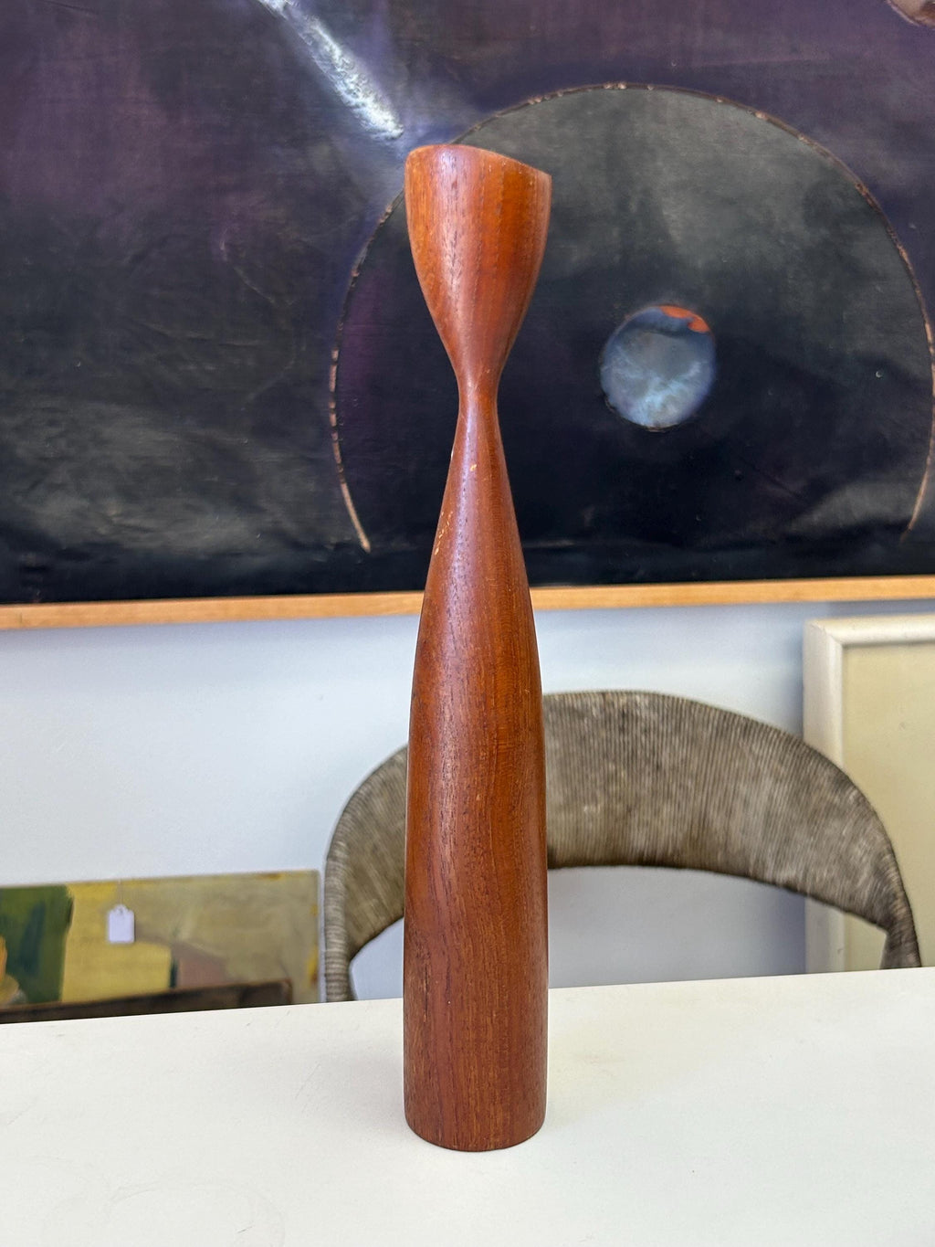 Mid Century Modern Vintage Teak Tulip Candle Holder
