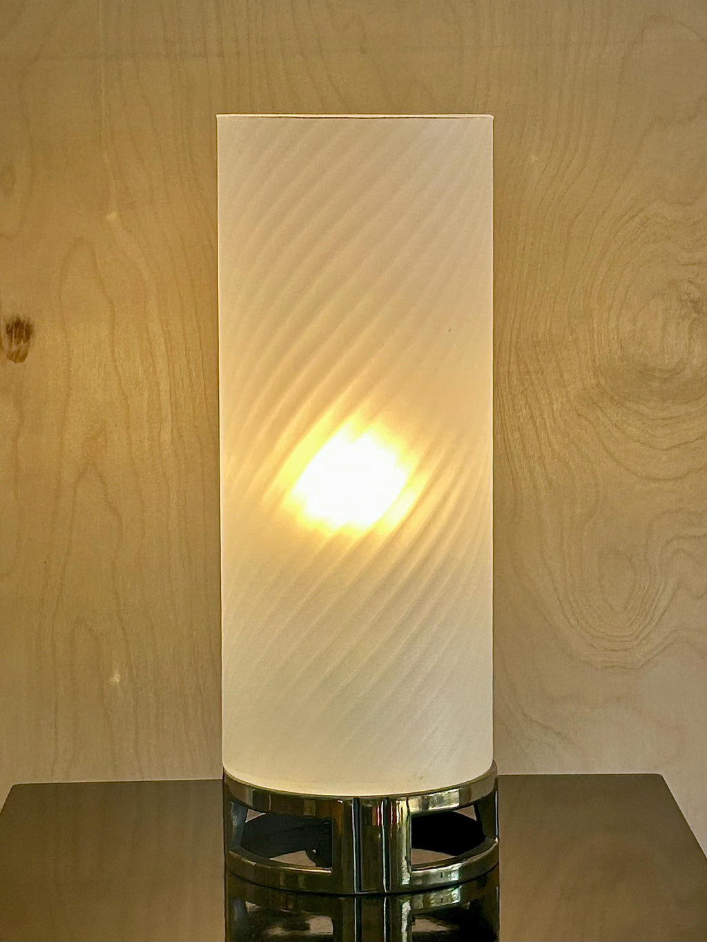 Vintage Carl Falkenstein Glass & Brass Table Lamp