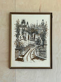 Vintage Original Painting Sketch Of Cafe de la Montagne quebec Signed Le Roy ‘75