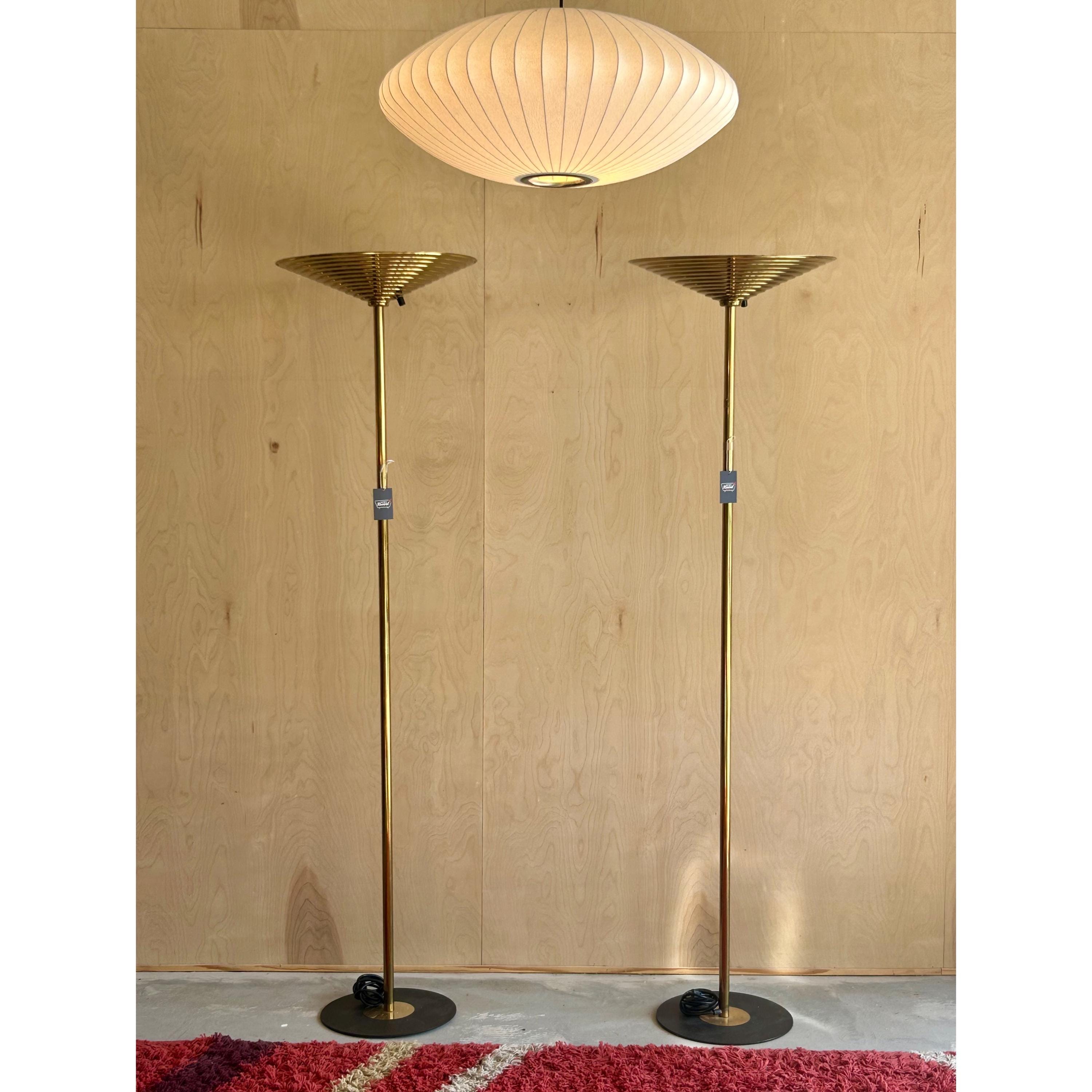 Vintage Postmodern Brass Torchiere Floor Lamps, 1980 - ONLY ONE AVAILABLE