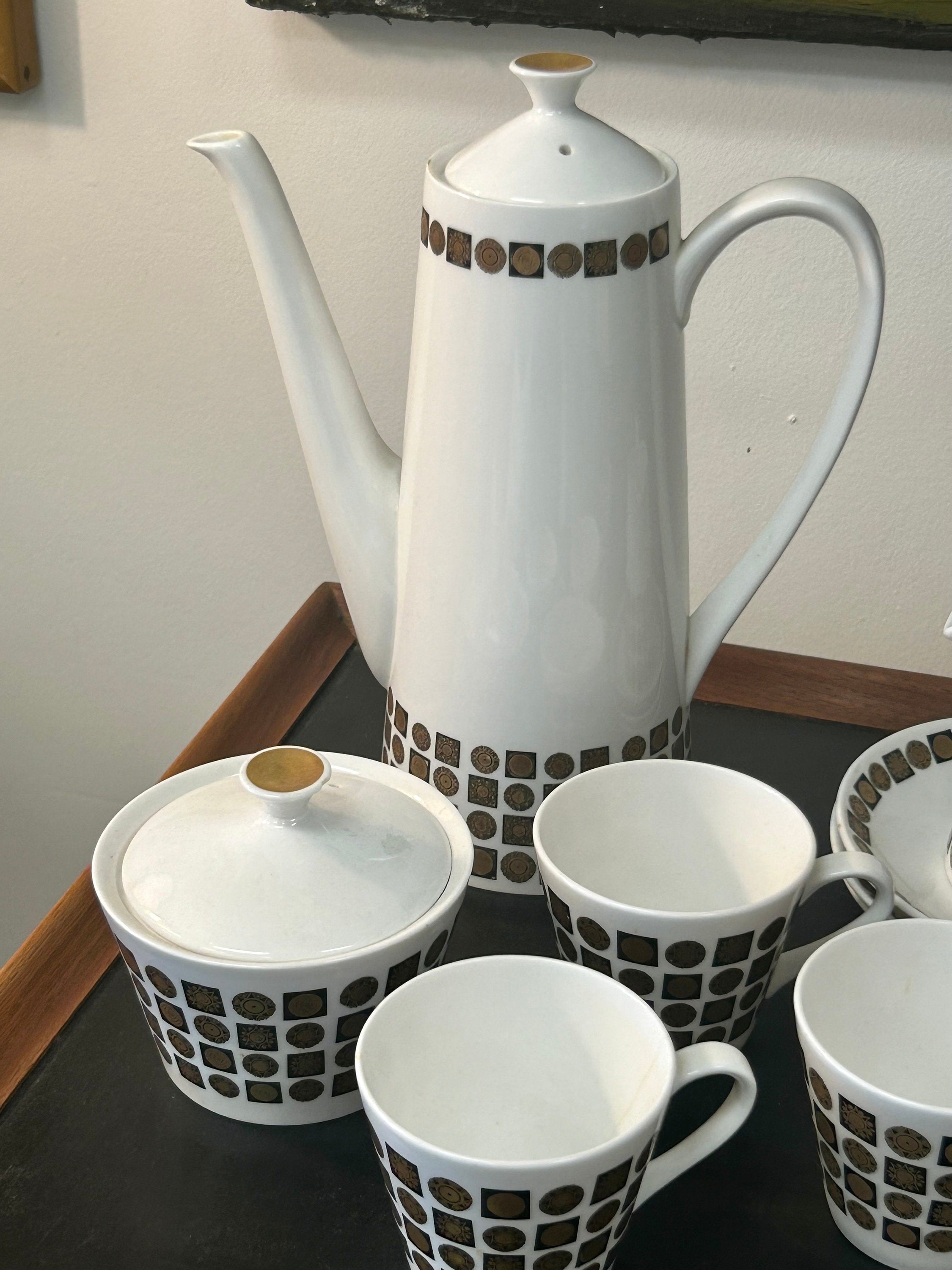 Mid Century Modern Vintage Royal Tuscan Fine Bone China Tea Set