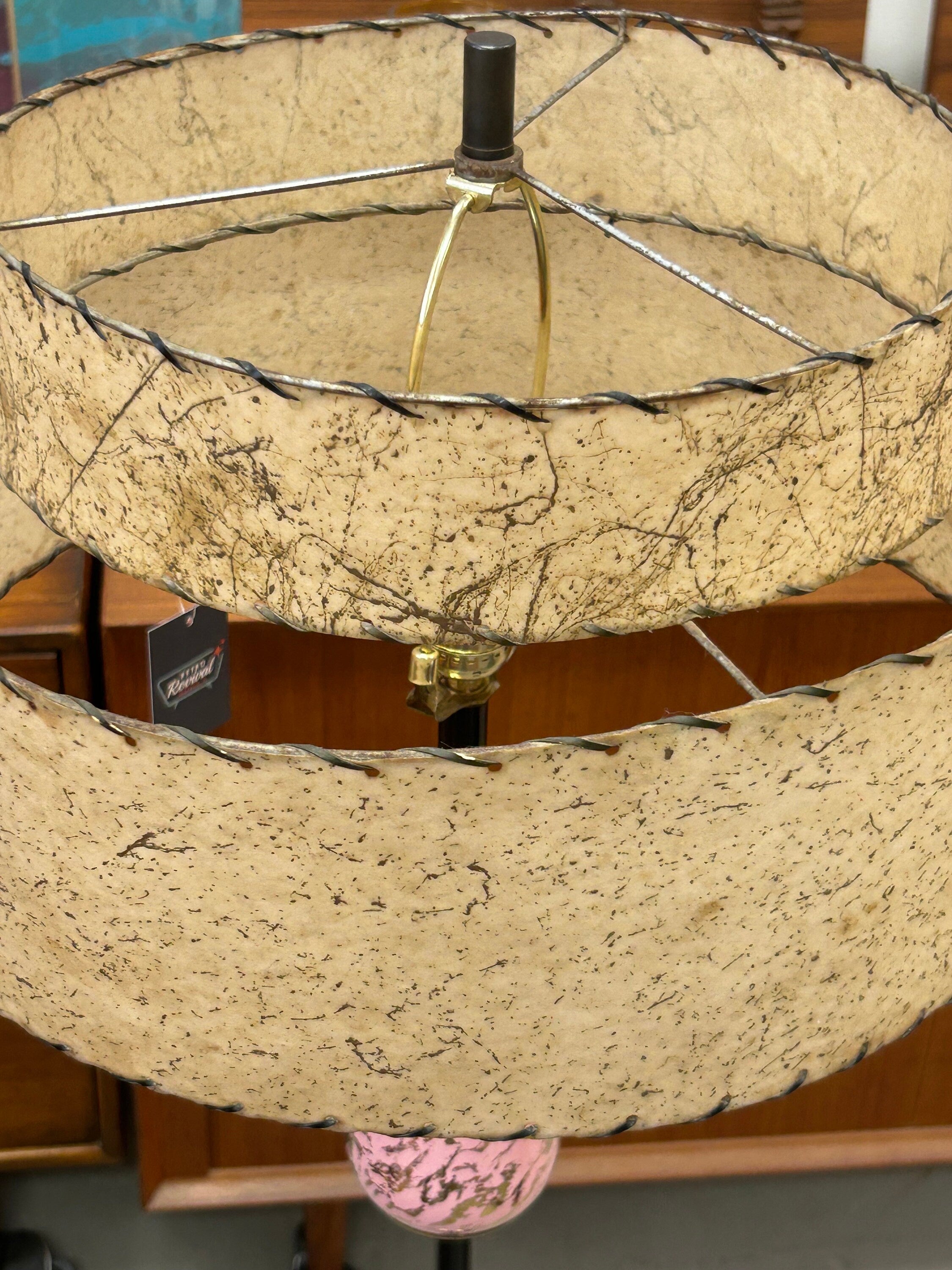 Mid Century Modern Atomic Floor Lamp with Fiberglass Shade