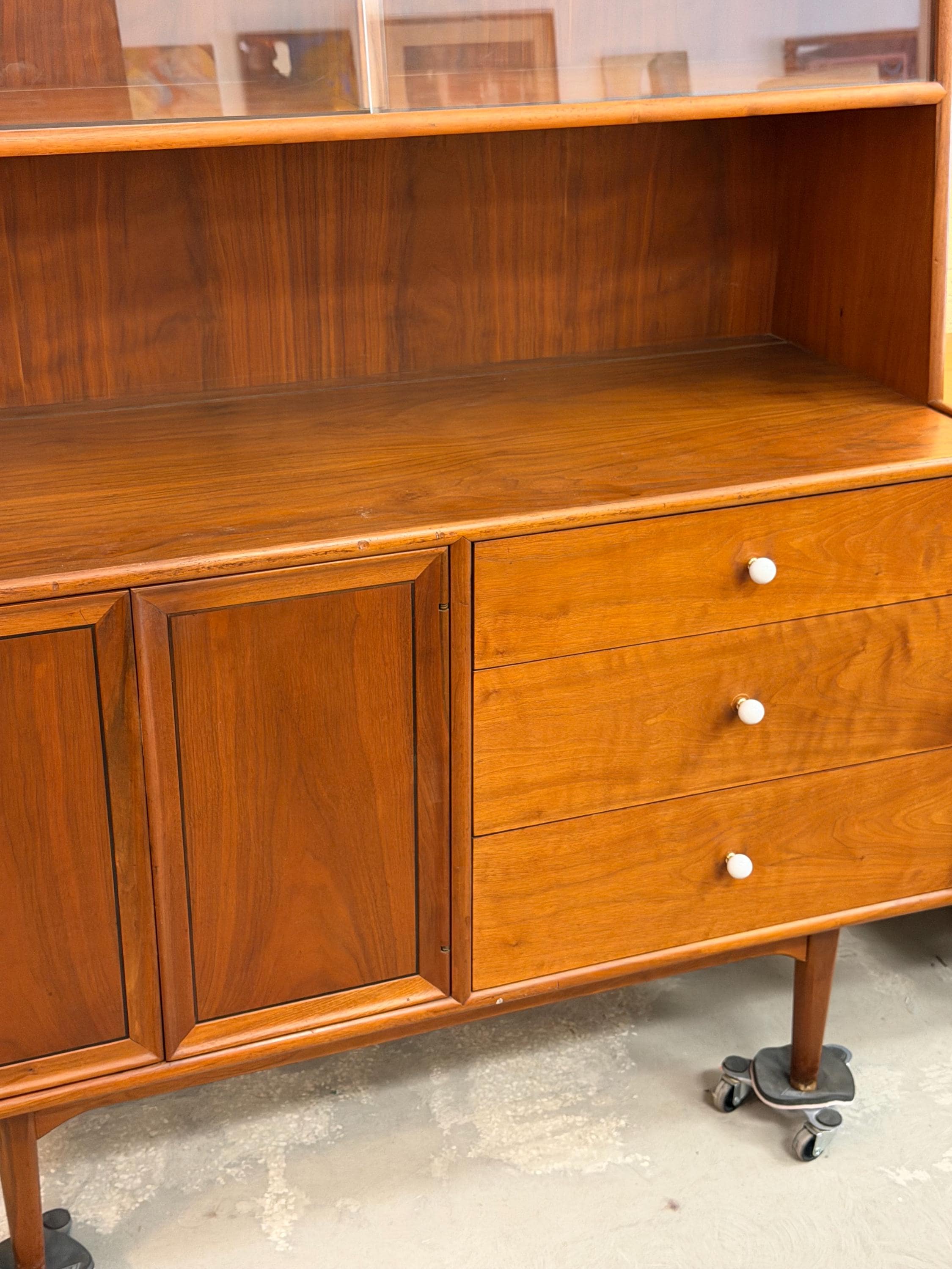Drexel Declaration Mid Century Modern Vintage Walnut Hutch
