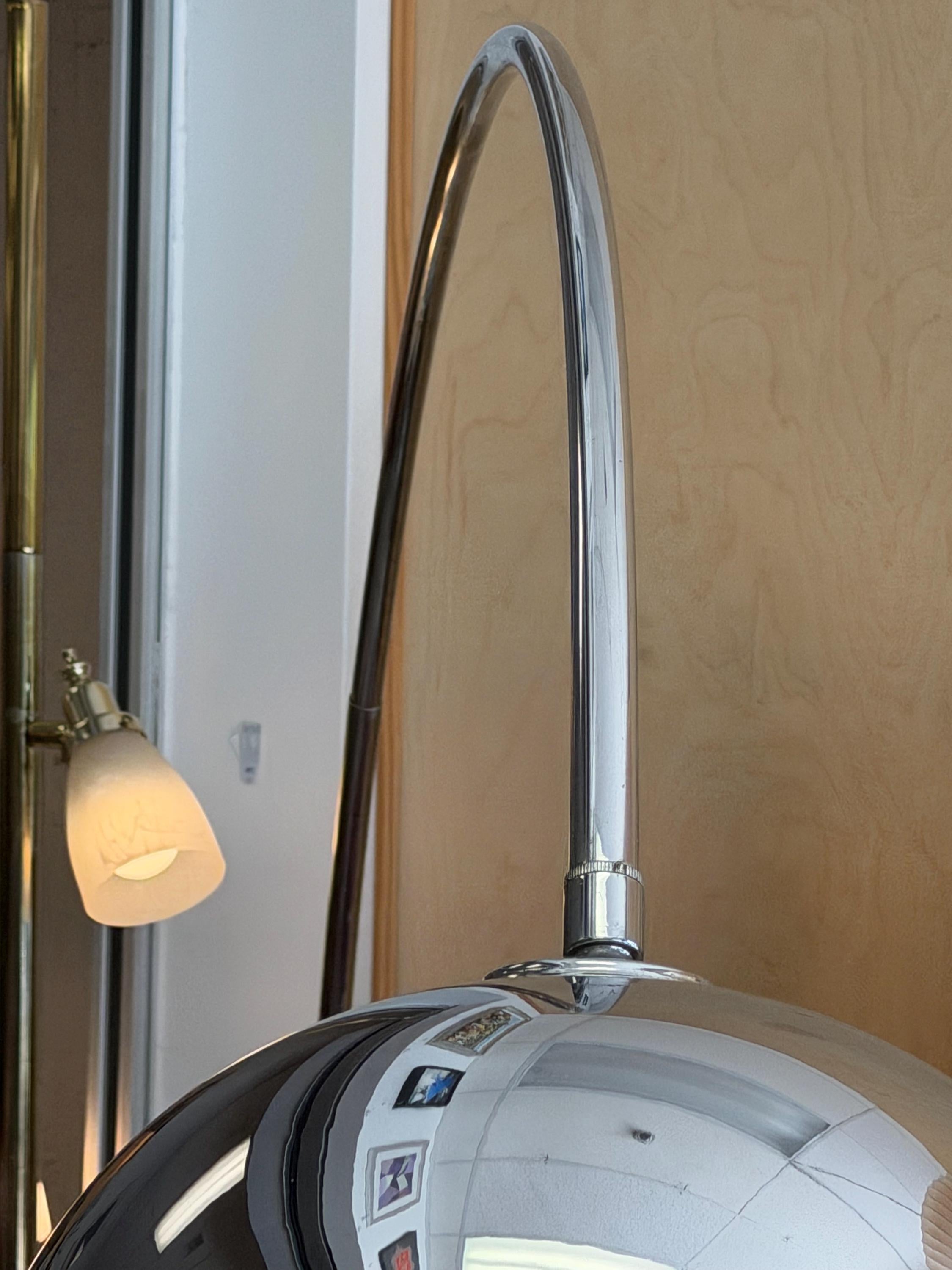 Vintage Chrome & Marble Arc Lamp Mid Century Modern