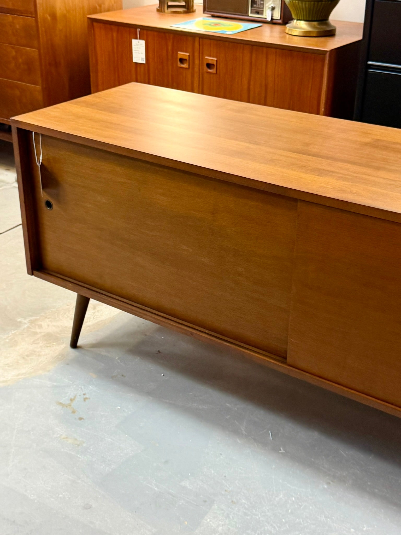 Vintage Paul McCobb Mid Century Modern Low Credenza With Sliding Doors