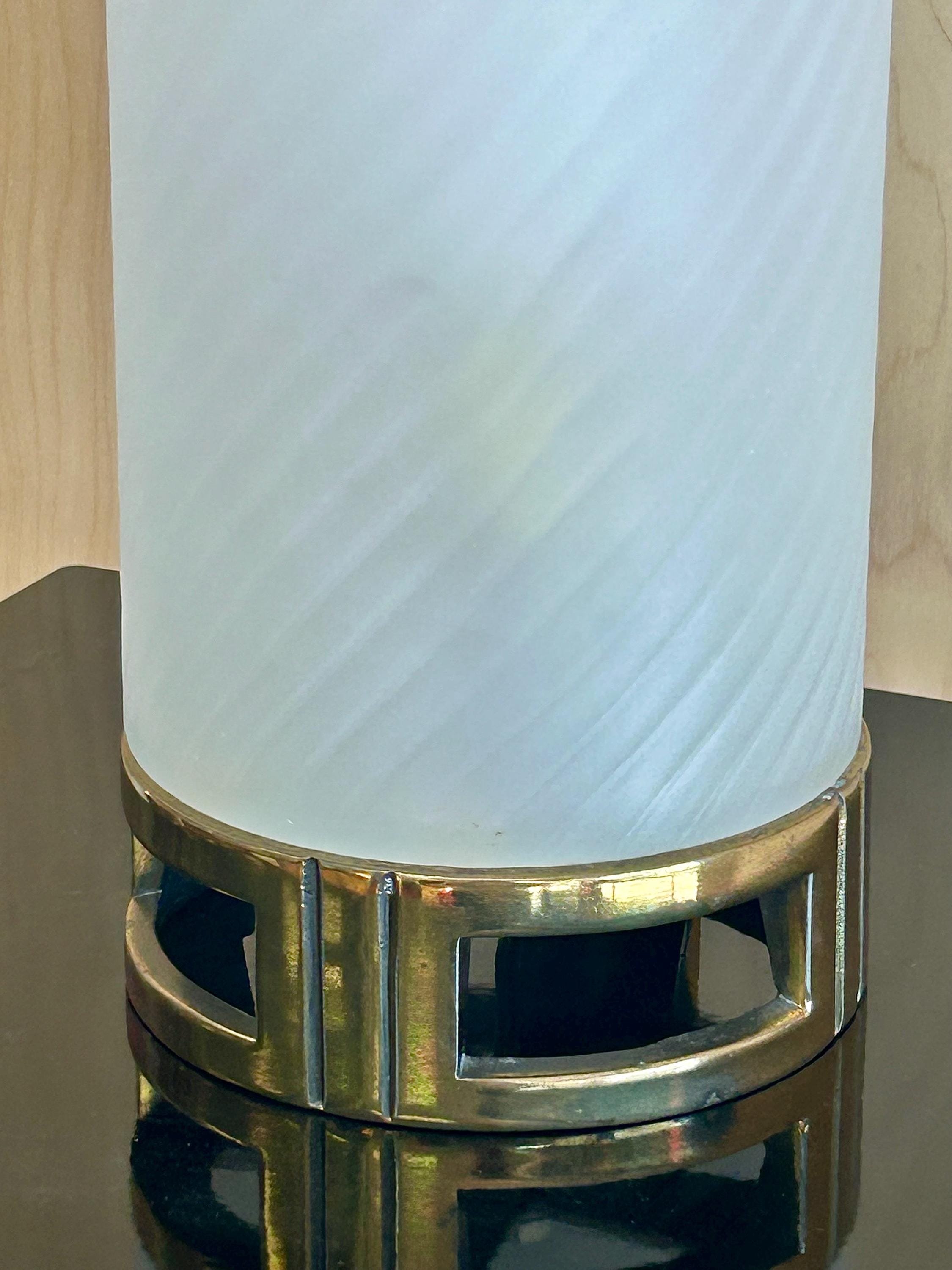 Vintage Carl Falkenstein Glass & Brass Table Lamp