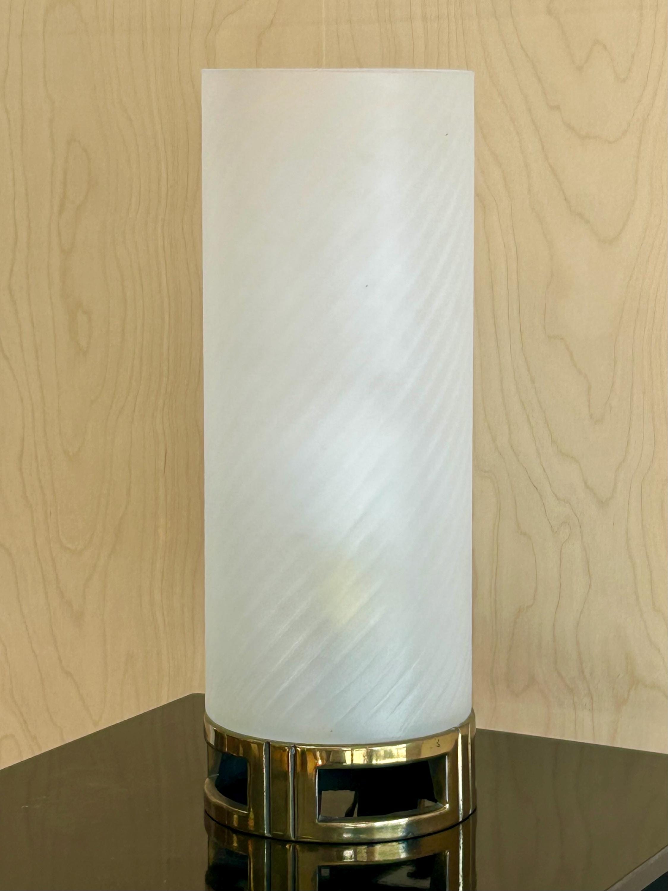 Vintage Carl Falkenstein Glass & Brass Table Lamp