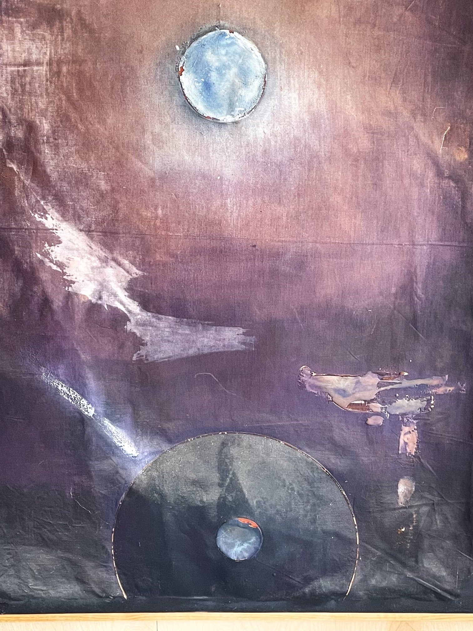 1960s Roland Reiss “Moon Ascendent” 3 Dimensional Painting on Canvas - Mid Century Modern