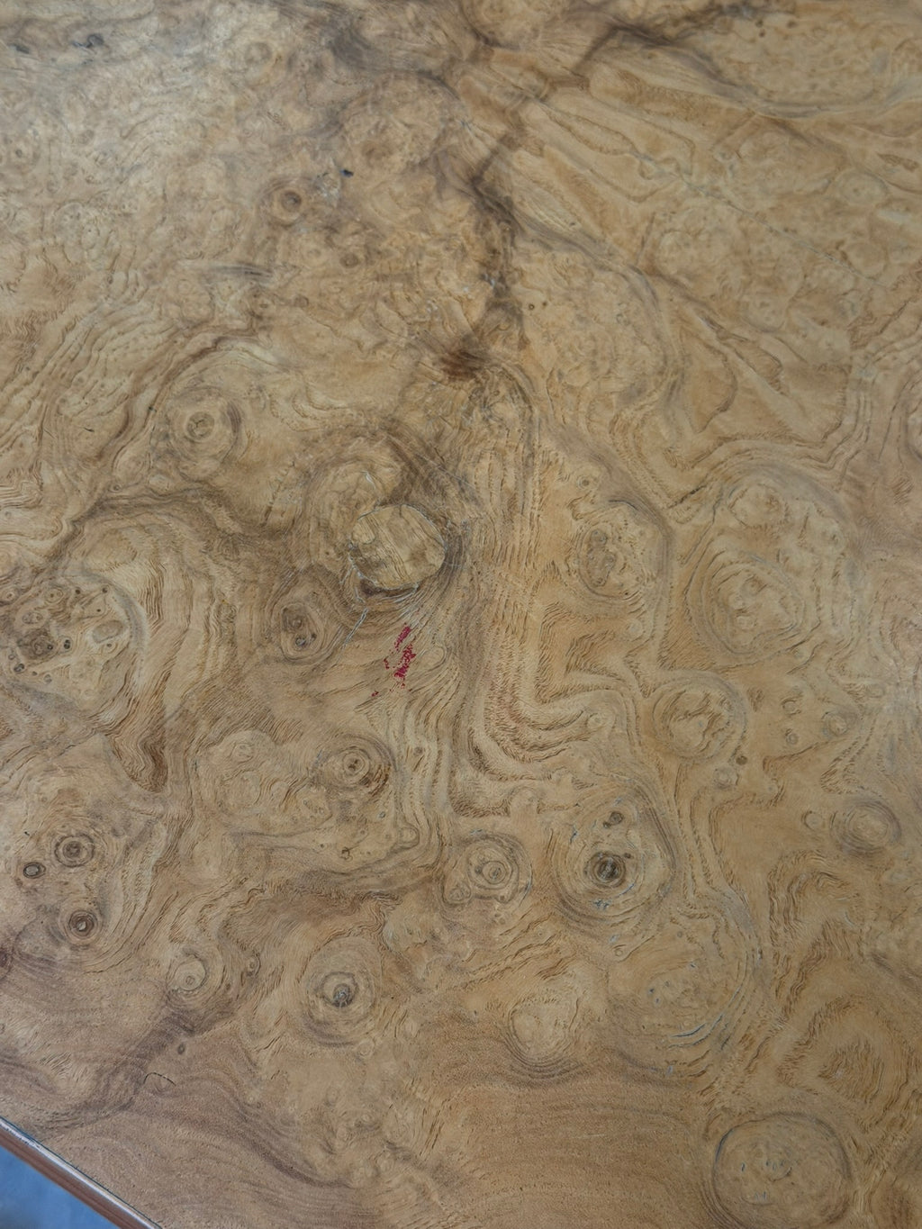 Vintage Scene Two Henredon Waterfall Desk Burl Olivewood Wood Mid Century Modern