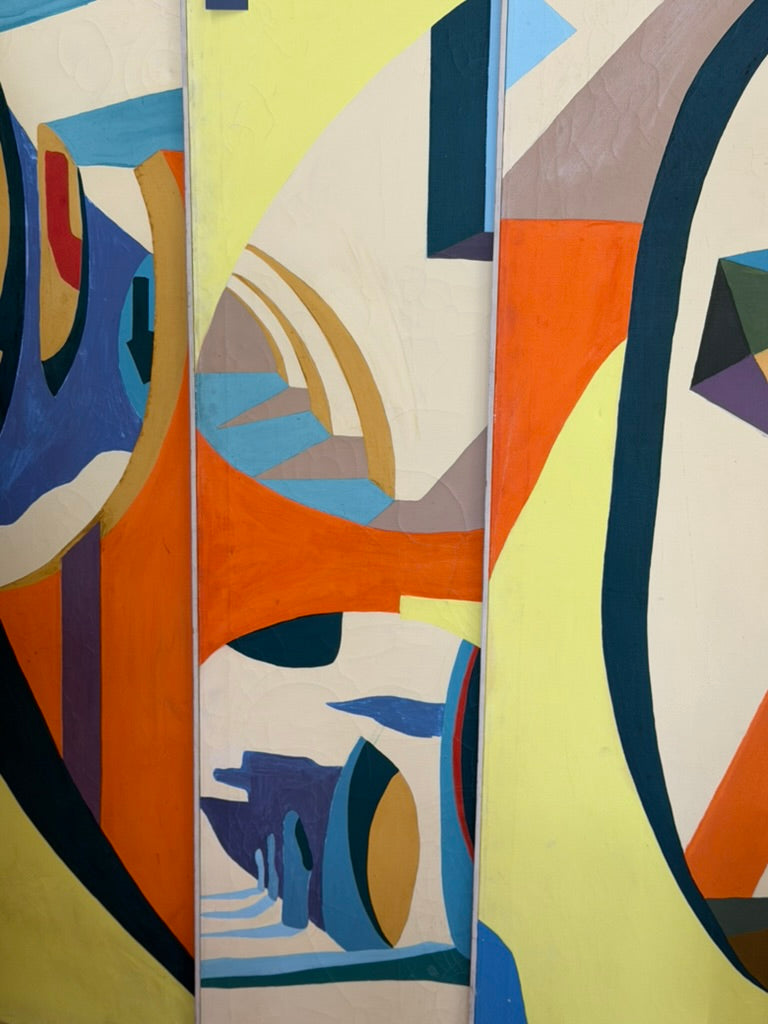 Mid Century Modern Abstract Triptych Art