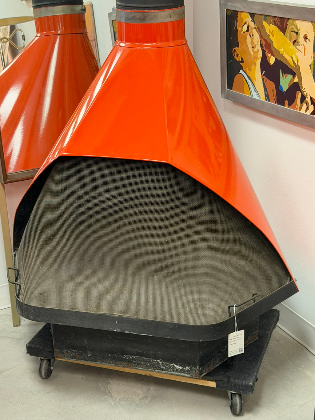 Mid Century Modern Original Vintage Orange Fireplace