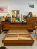 Teak Mid Century Modern Platform Queen Size Bed with Storage