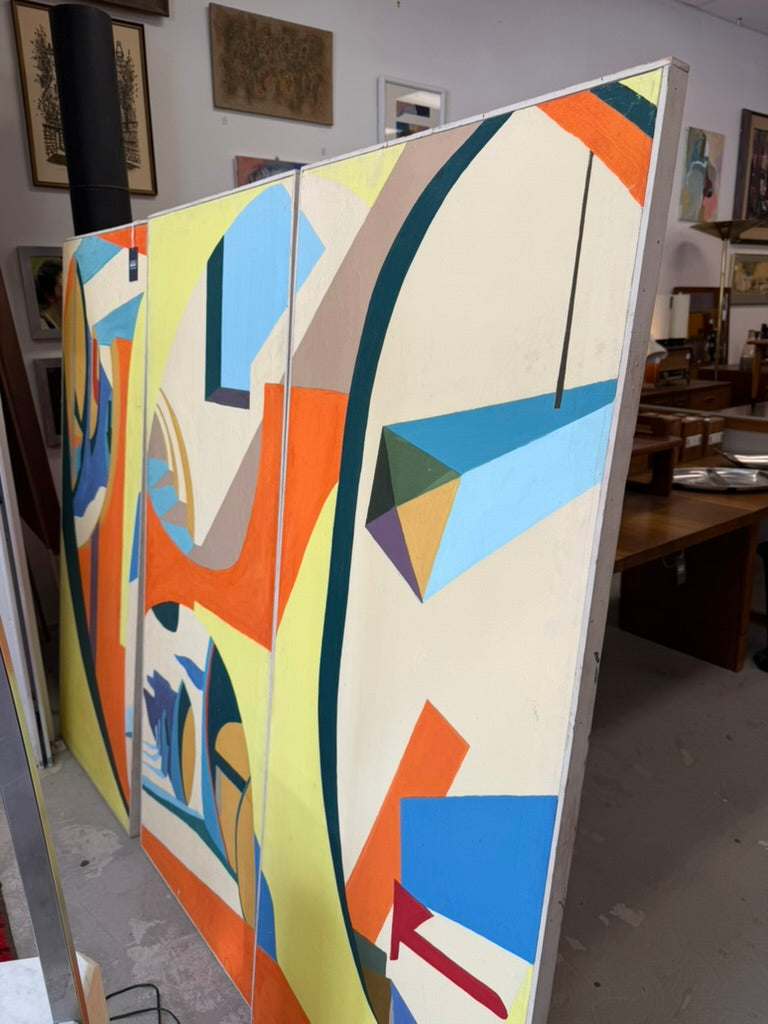 Mid Century Modern Abstract Triptych Art