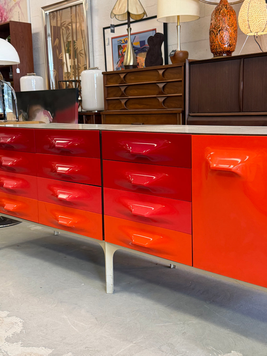 Mid-Century Modern Space Age Raymond Loewy Df2000 Credenza or Dresser by Doubinsky Freres