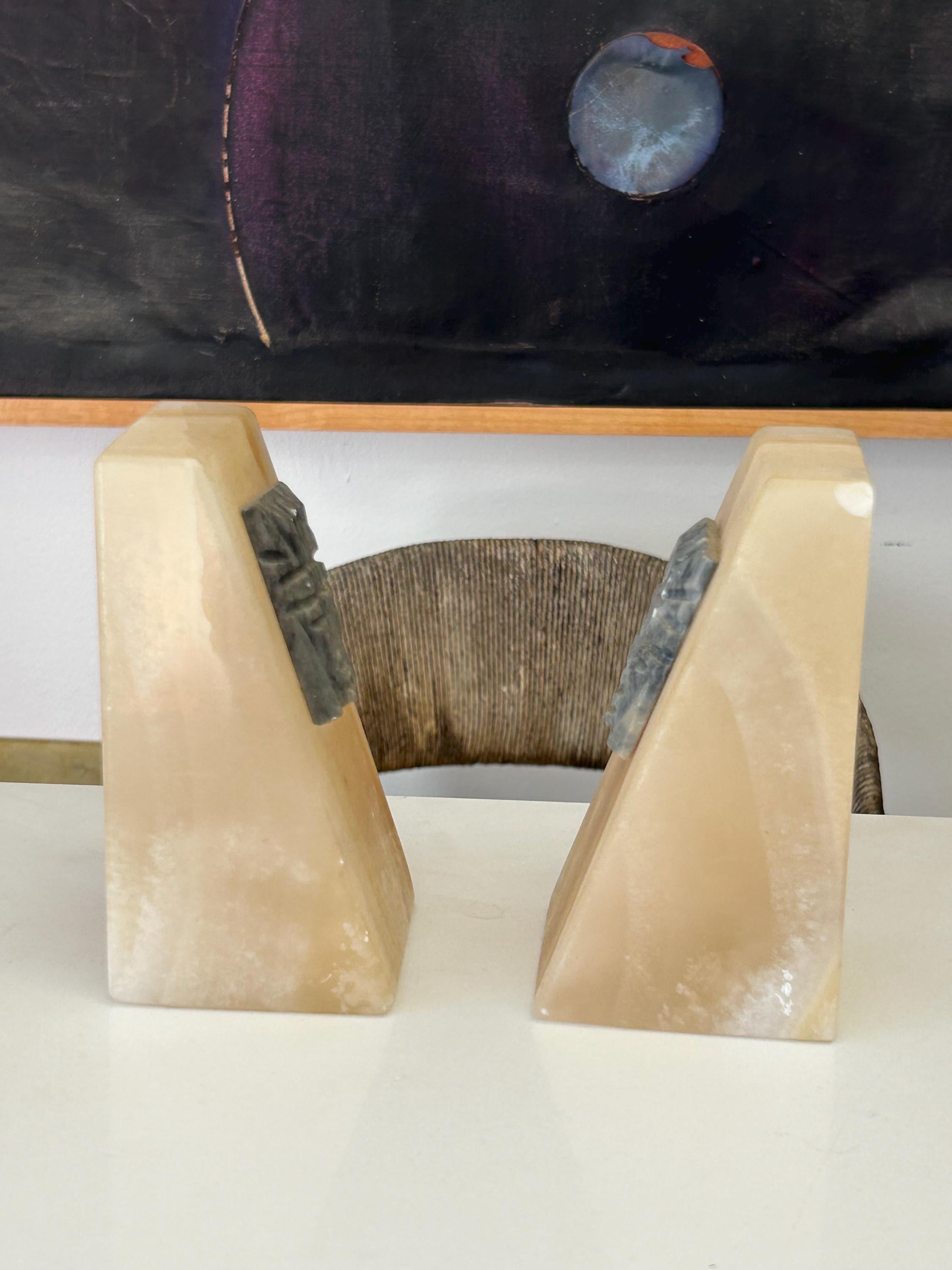 Vintage White Oynx Aztec Bookends