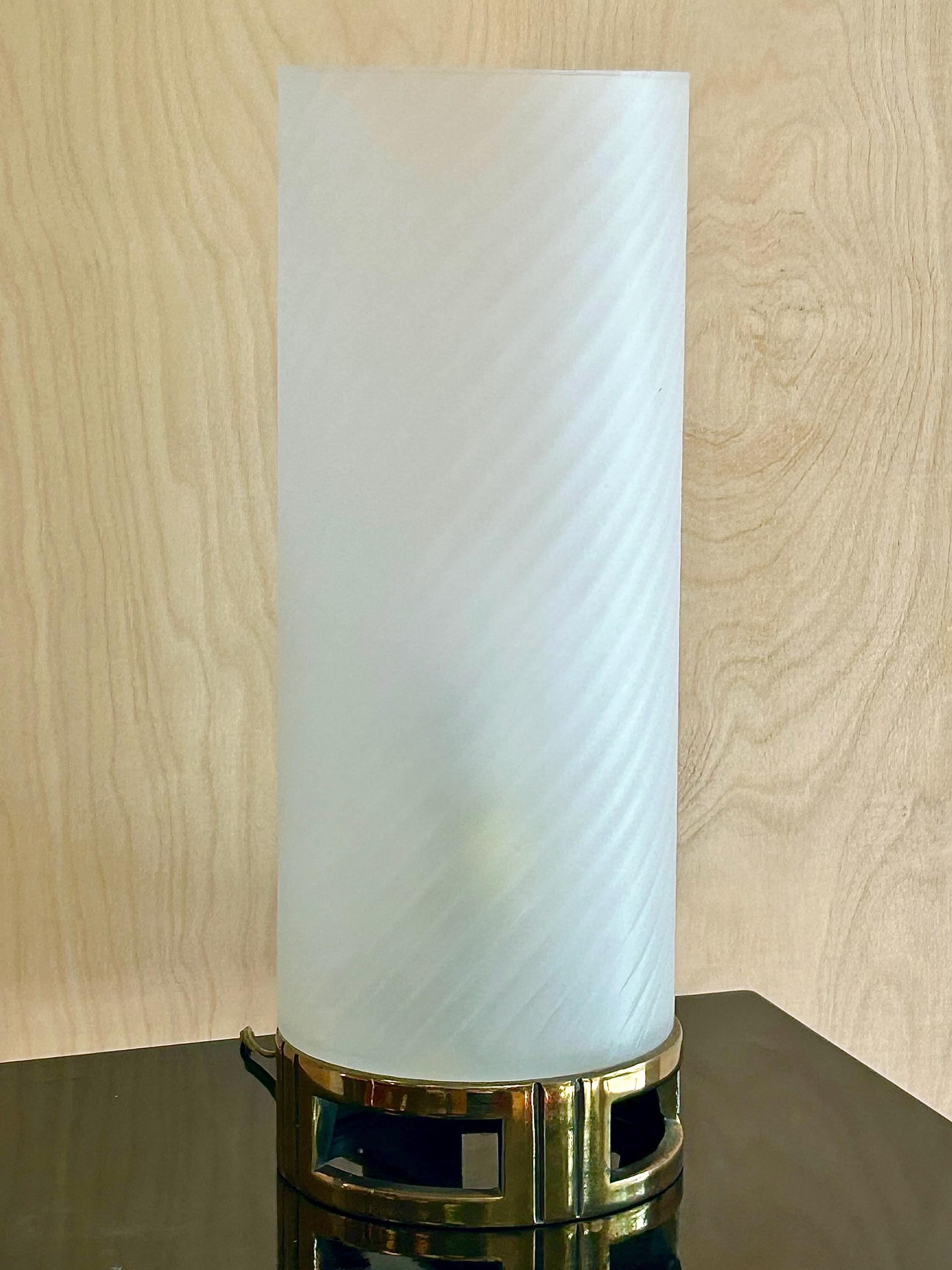 Vintage Carl Falkenstein Glass & Brass Table Lamp