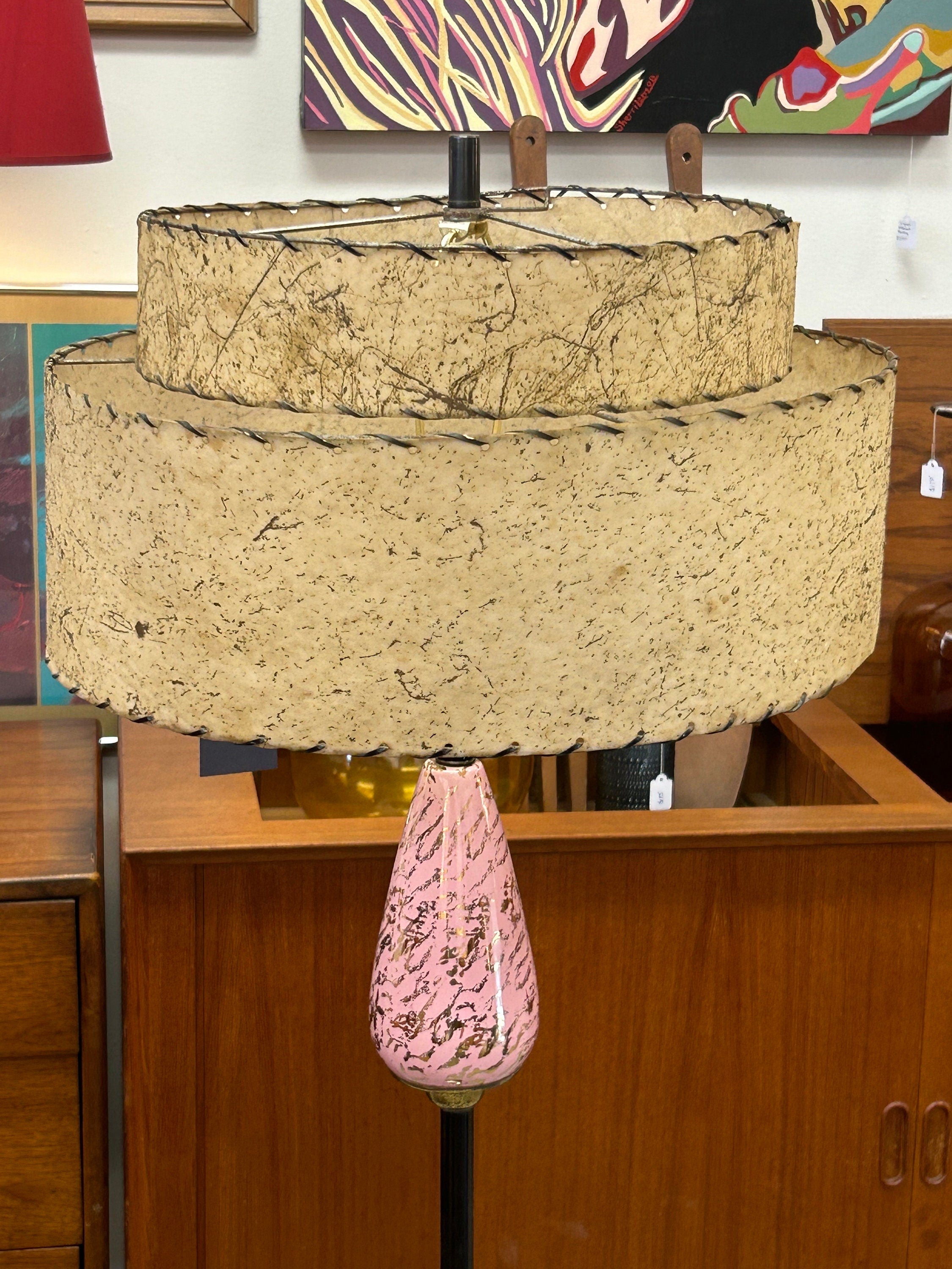 Mid Century Modern Atomic Floor Lamp with Fiberglass Shade