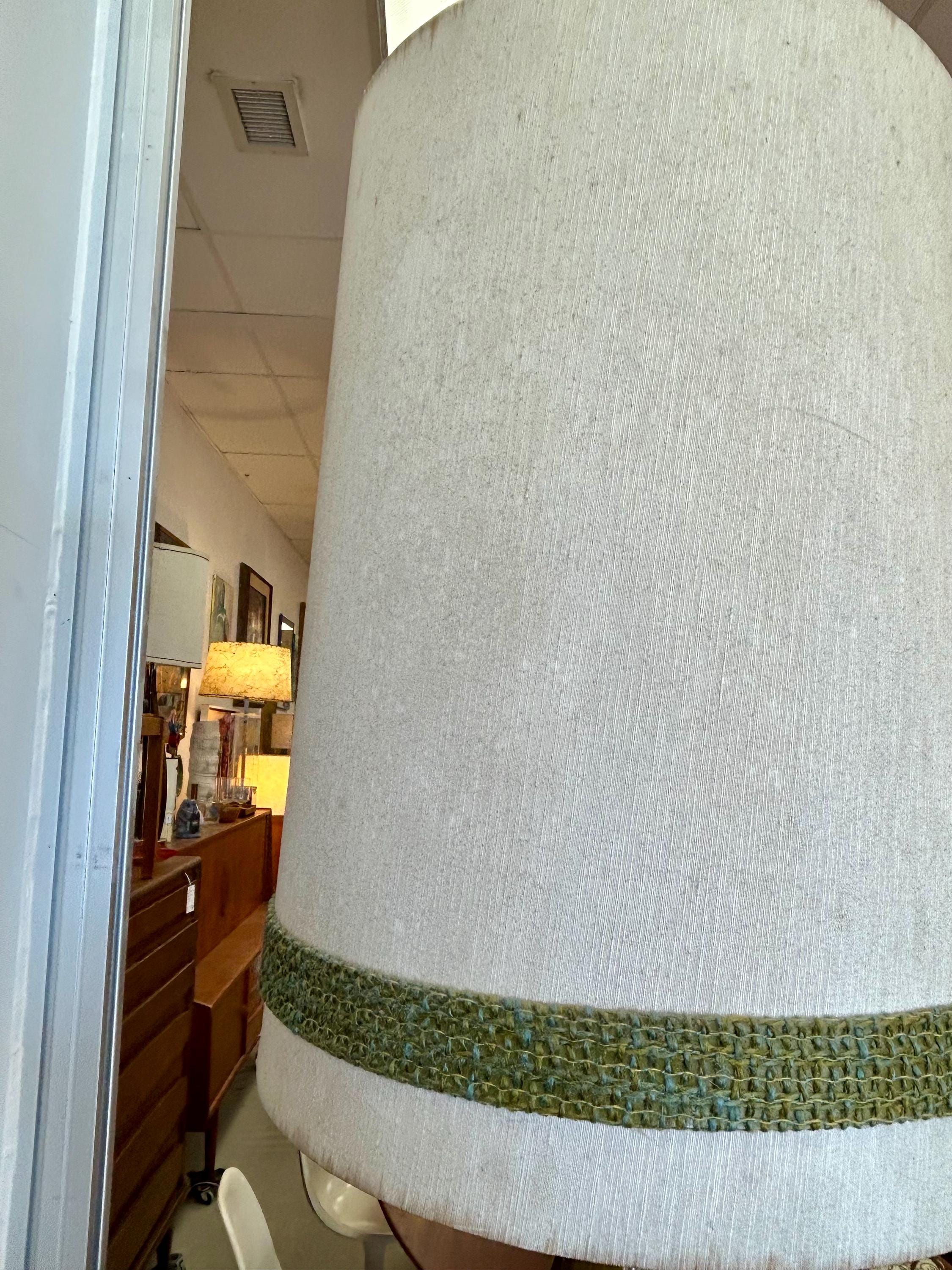 Very Large Vintage Mid Century Modern Ceramic Brutalist Green Table Lamp