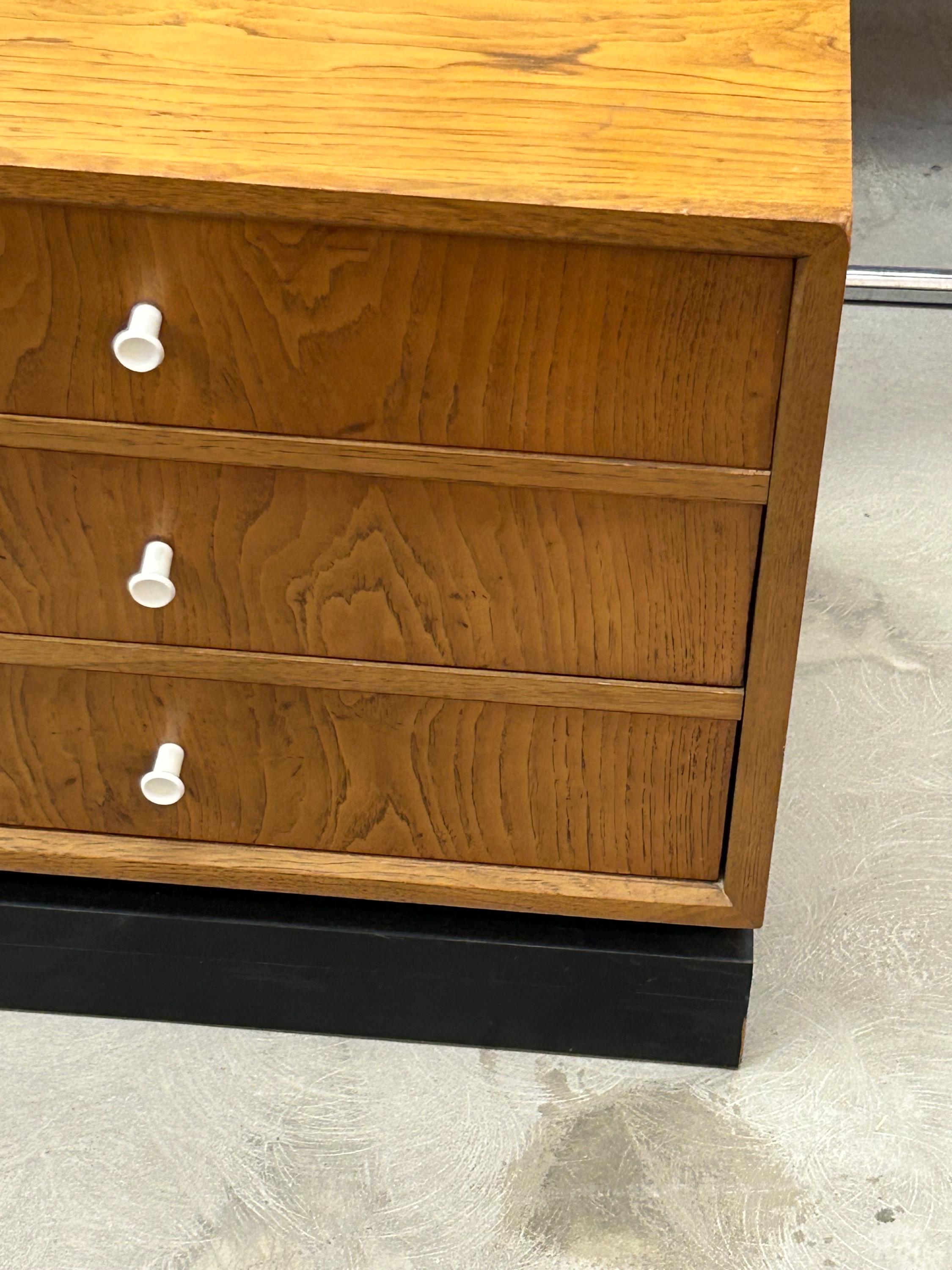 Mid Century Modern Vintage Three Drawer Walnut Cabinet