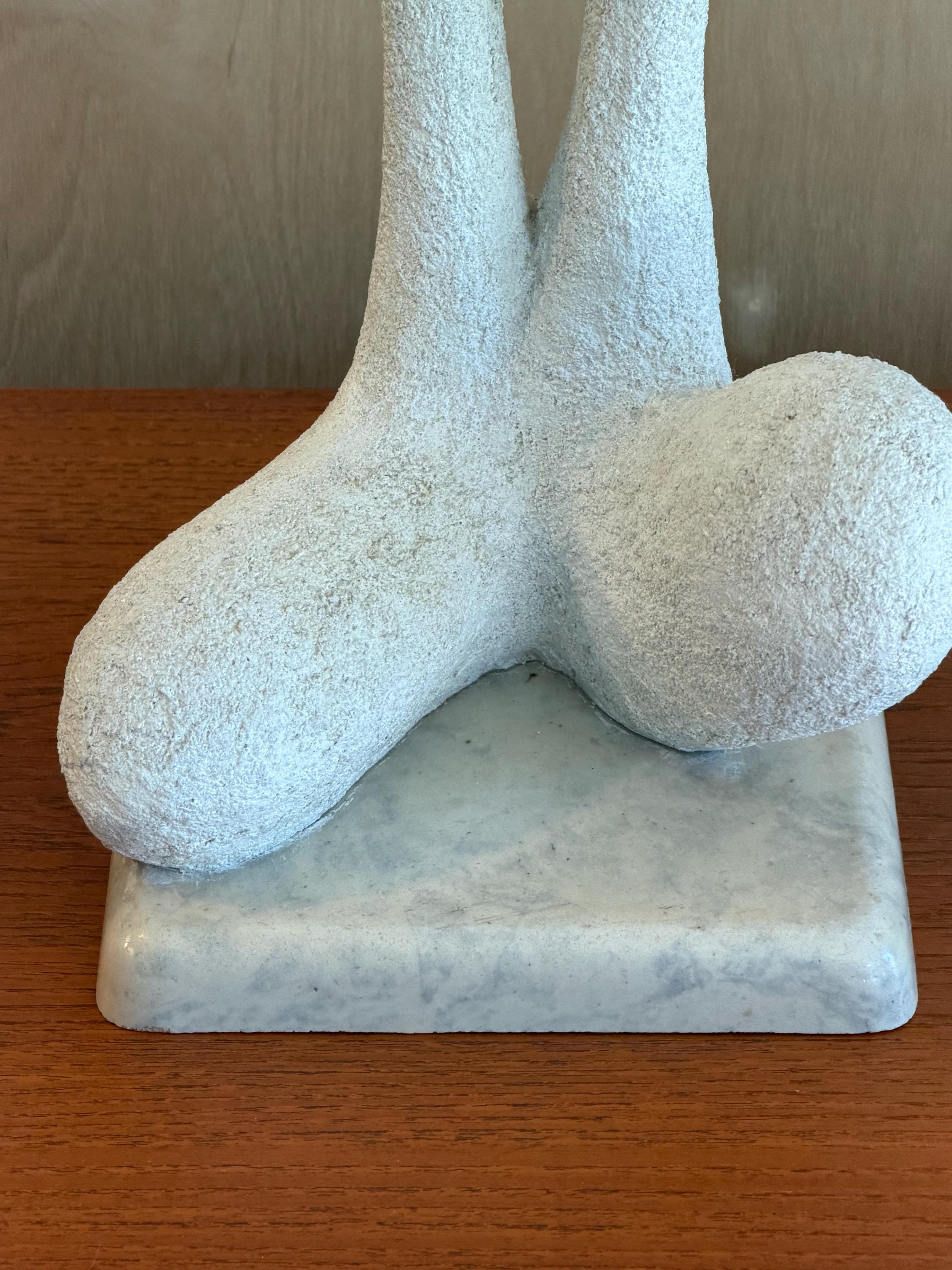 Vintage Abstract Marble And Plastar Sculpture - Modern