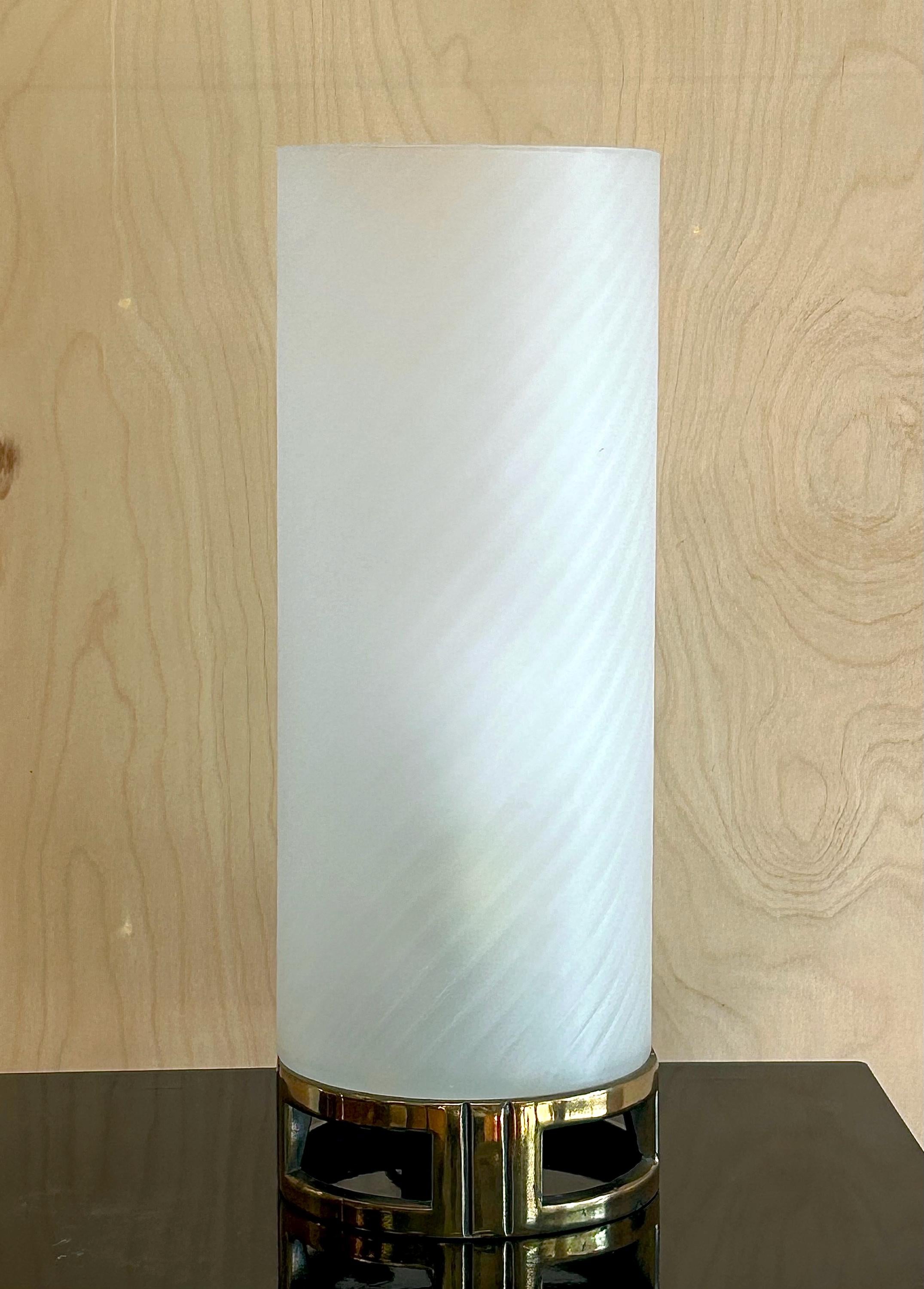 Vintage Carl Falkenstein Glass & Brass Table Lamp