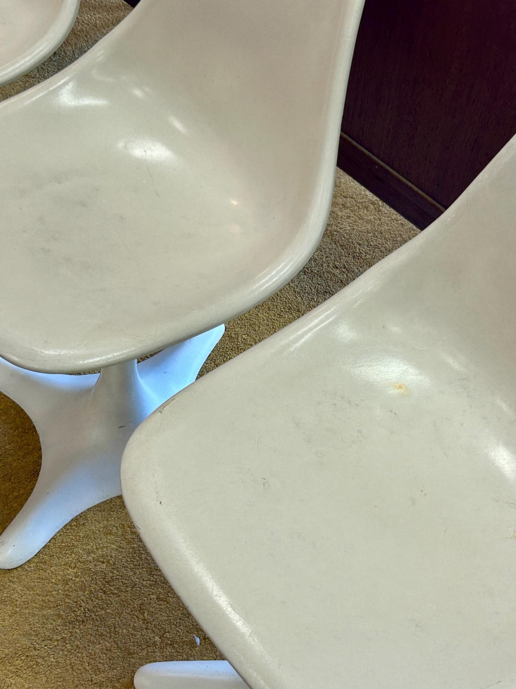 Vintage Mid Century Modern Fiberglass Tulip Dining Chairs - Set of 4