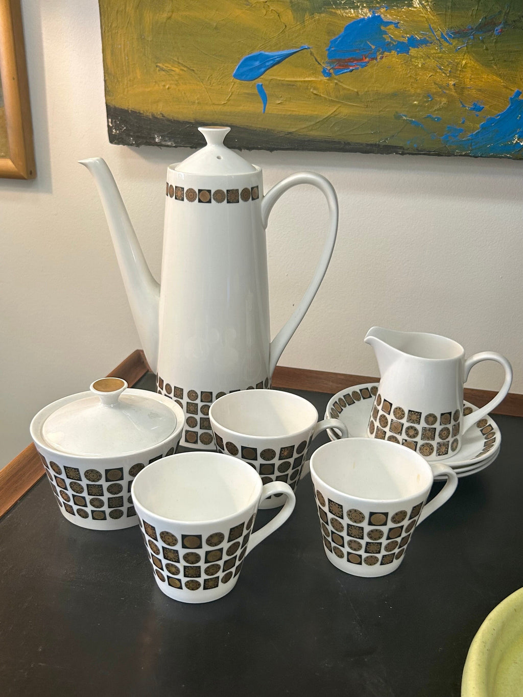 Mid Century Modern Vintage Royal Tuscan Fine Bone China Tea Set
