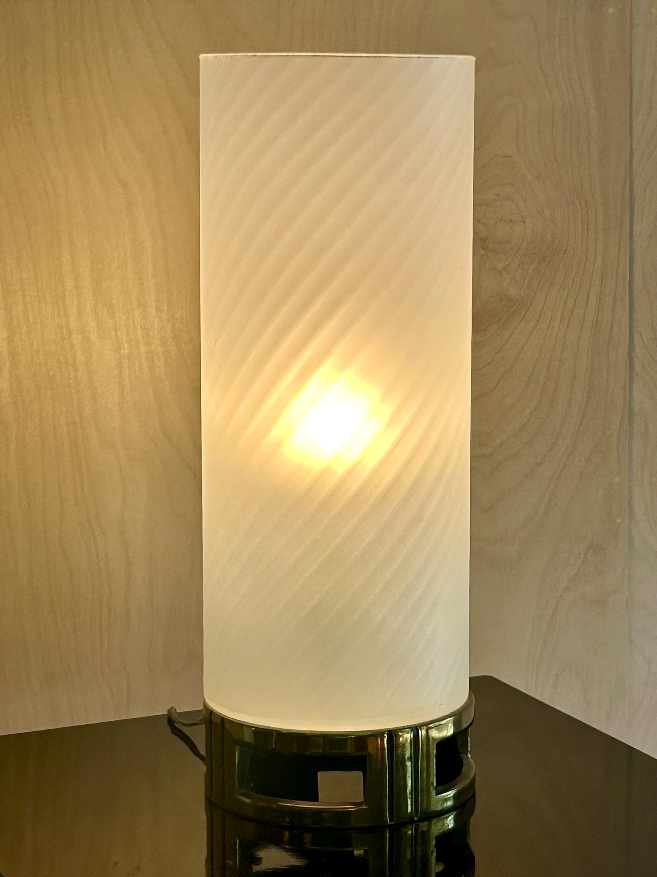 Vintage Carl Falkenstein Glass & Brass Table Lamp