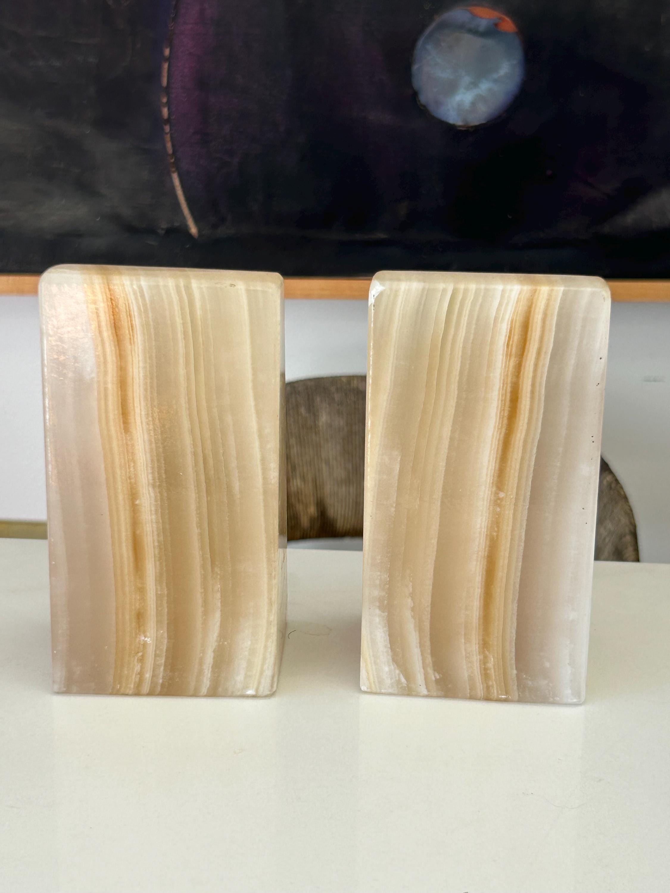 Vintage White Oynx Aztec Bookends