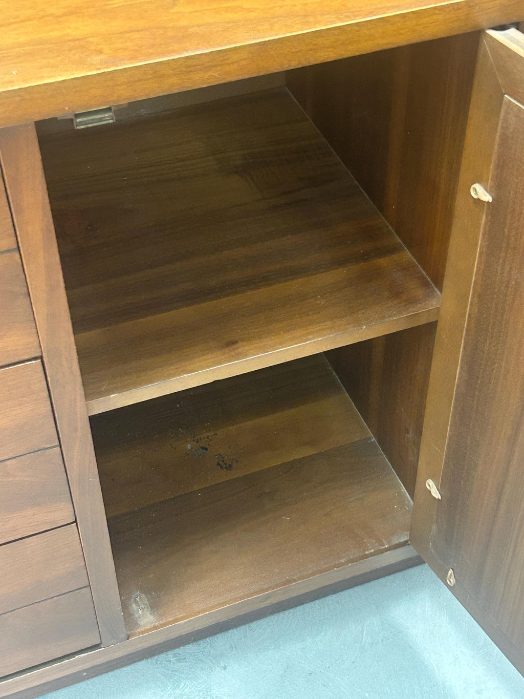 Lane Rhythm Mid Century Walnut and Cane 9 Drawer Lowboy Dresser - Vintage