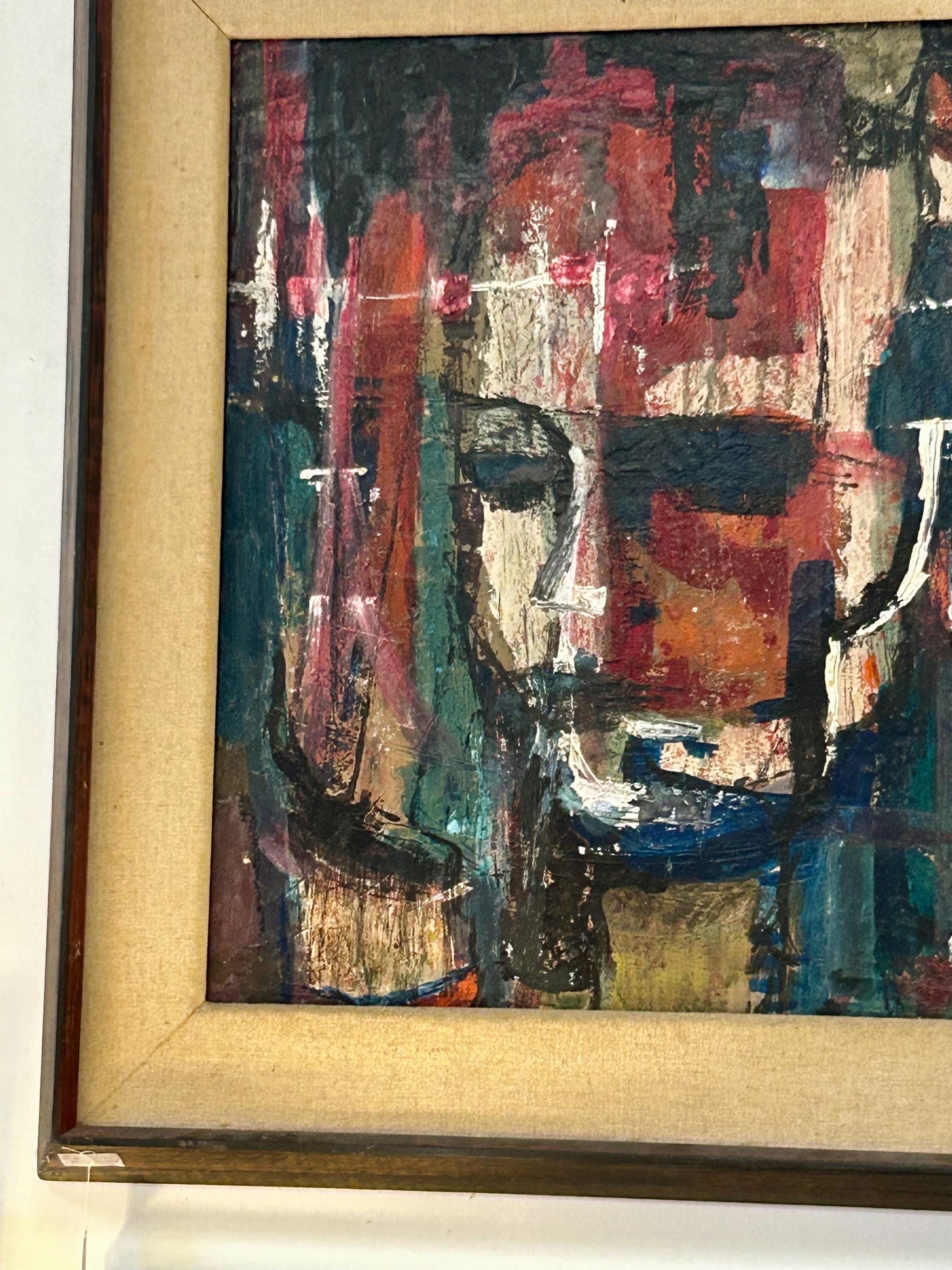 Unique Wood Framed Burlap Painting Art Piece
